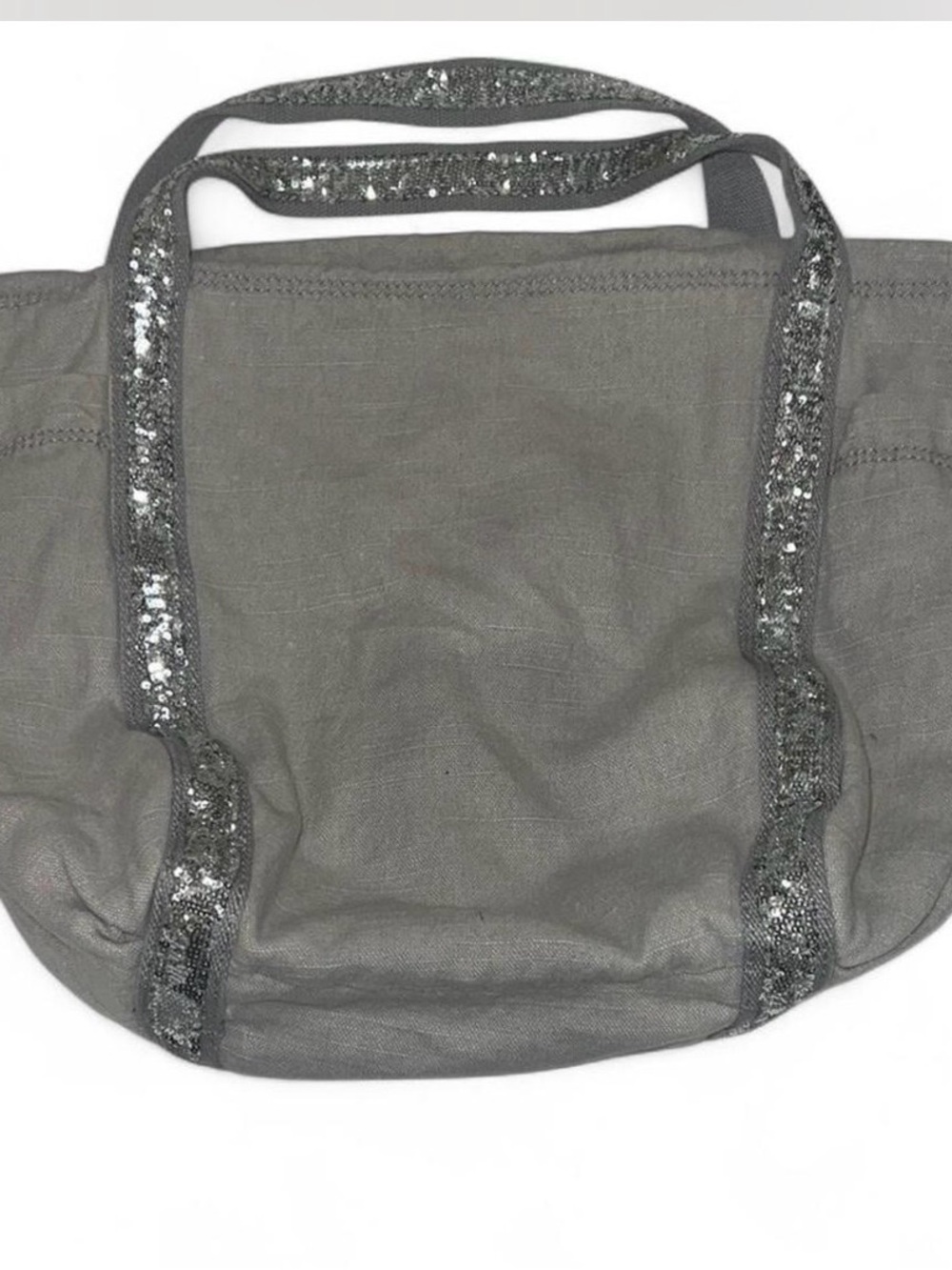 Sequined Strap Women's Tote Bag - Gray & Silver